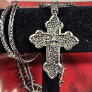 INCREDIBLE, ONE OF A KIND, Sterling Silver And 14k Gold Cross Pendant Necklace